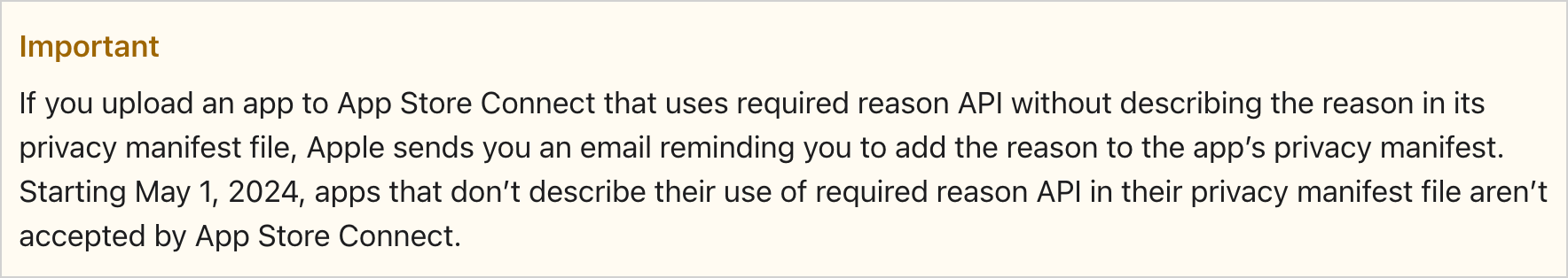 Required reasons 警告
