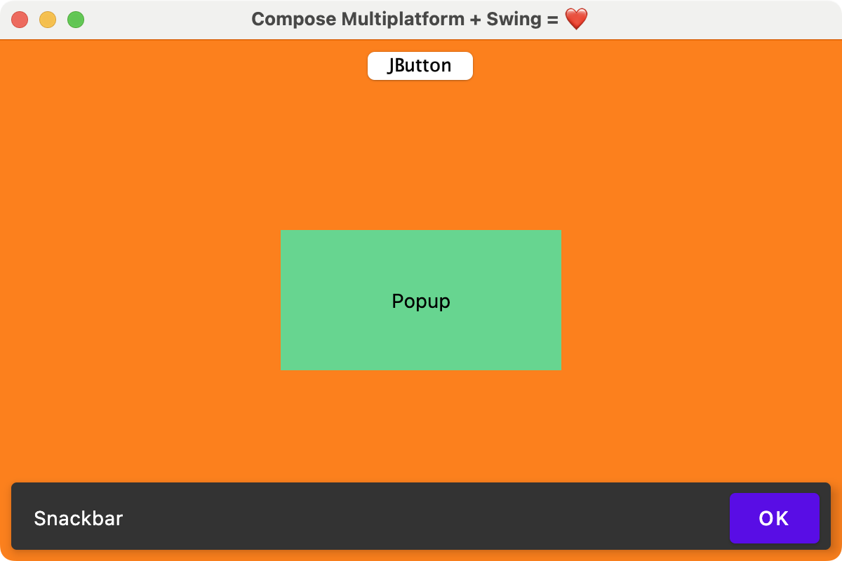 使用 SwingPanel 正确重叠