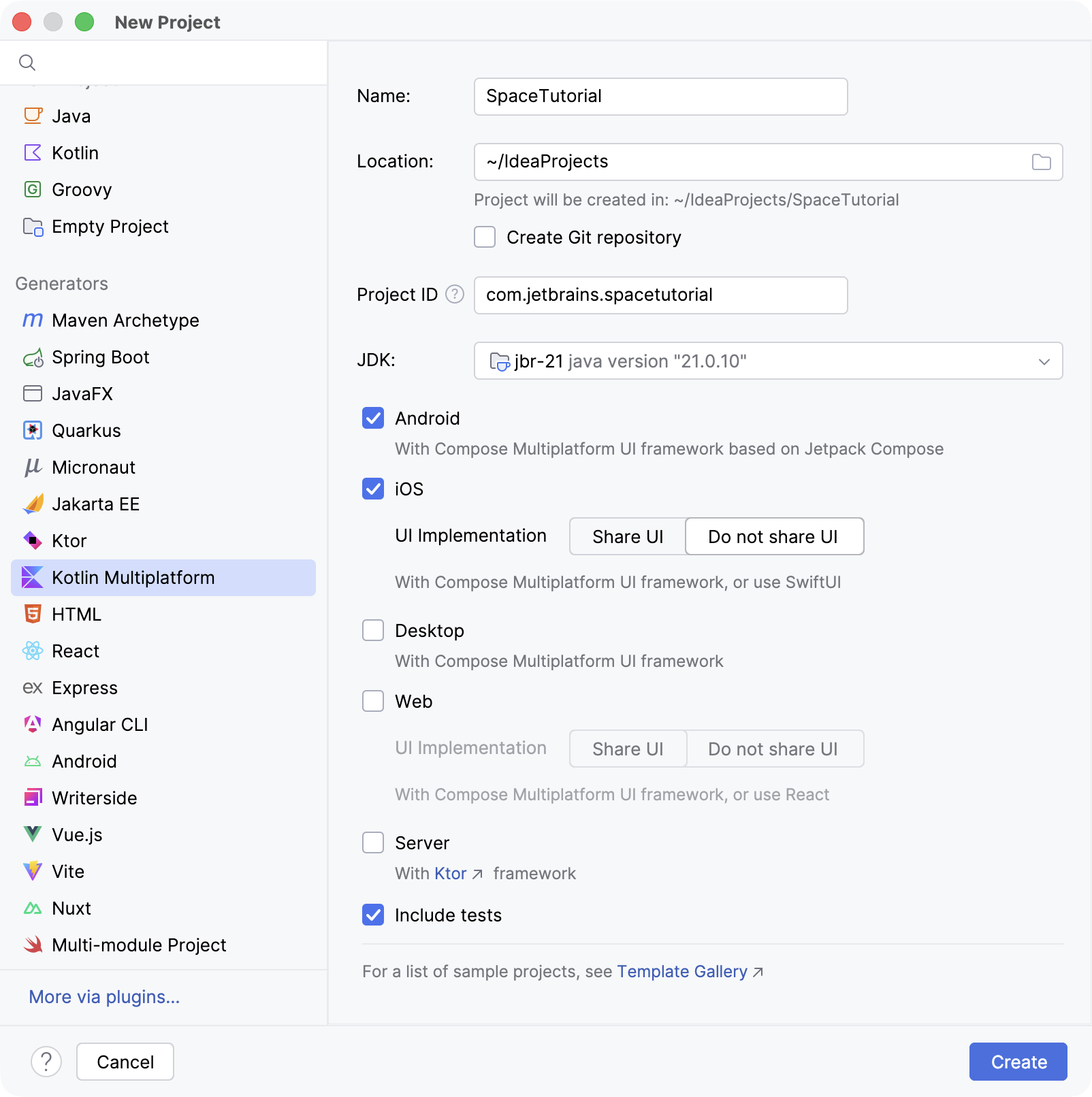 Create Ktor and SQLDelight Multiplatform project