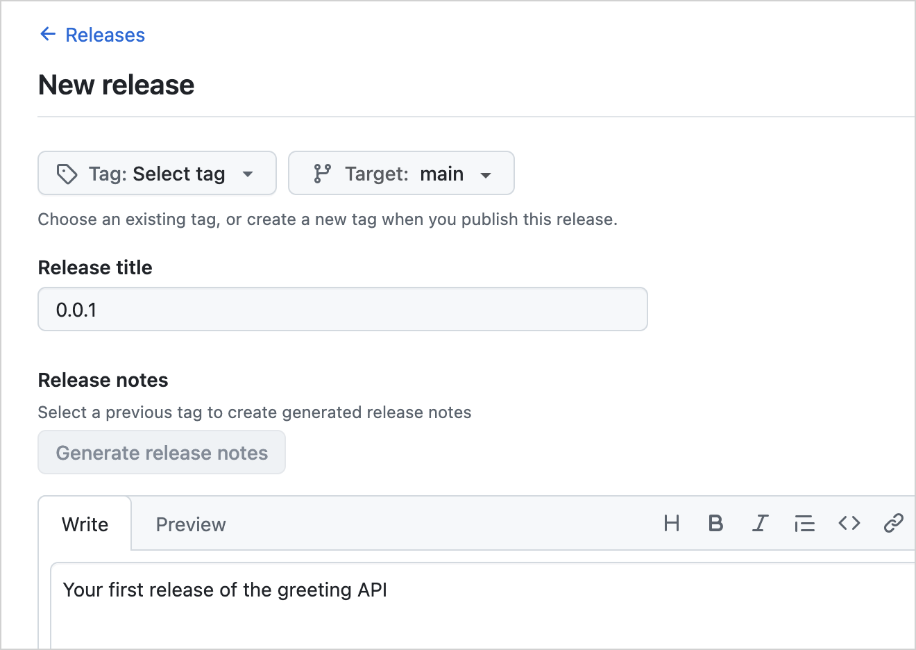 在 GitHub 上创建发布