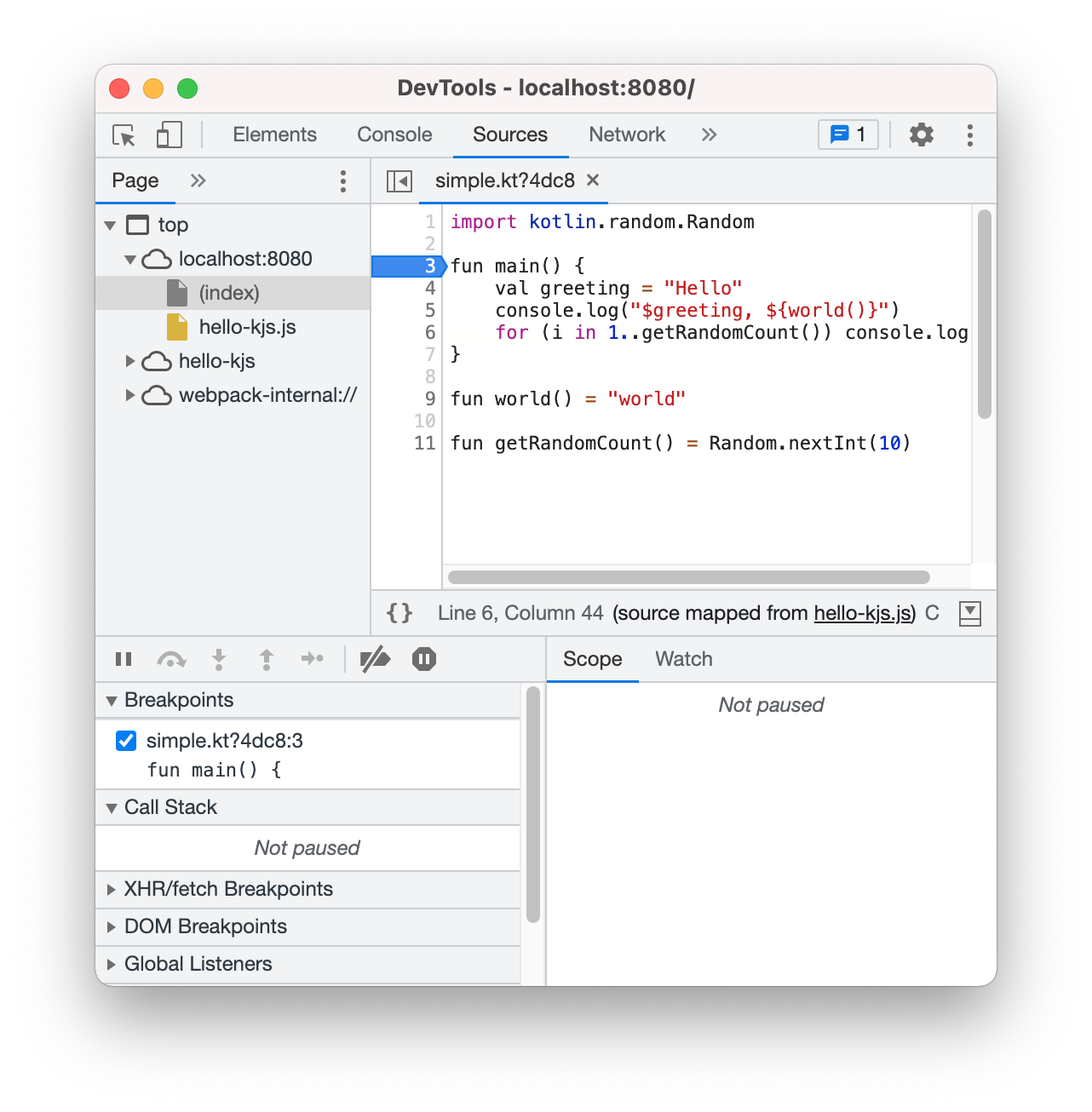 在 Chrome DevTools 中调试