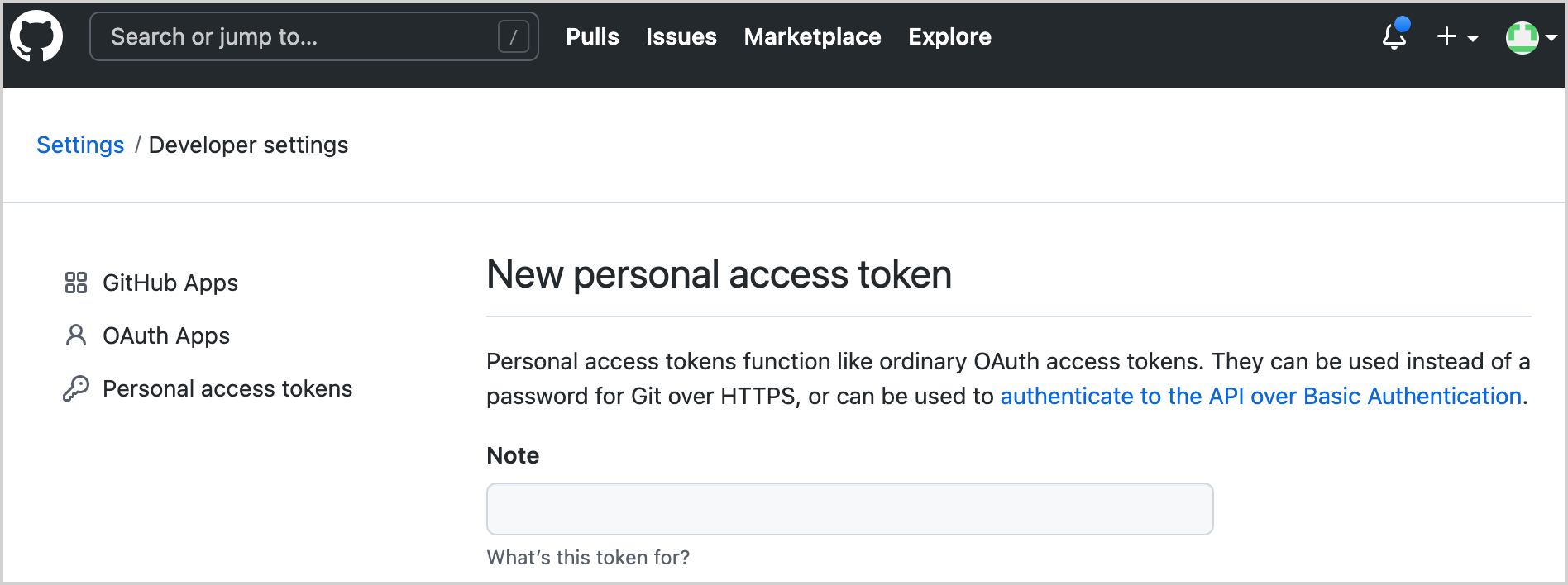 生成新的 GitHub 令牌
