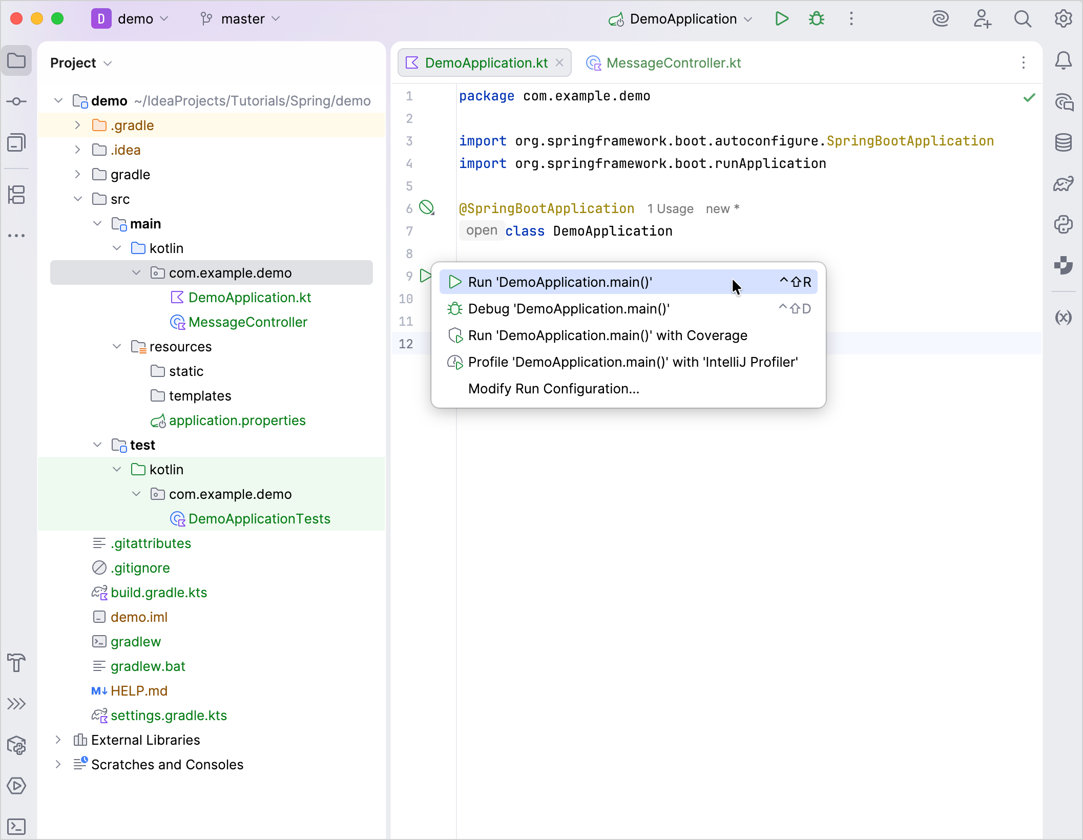运行 Spring Boot 应用程序
